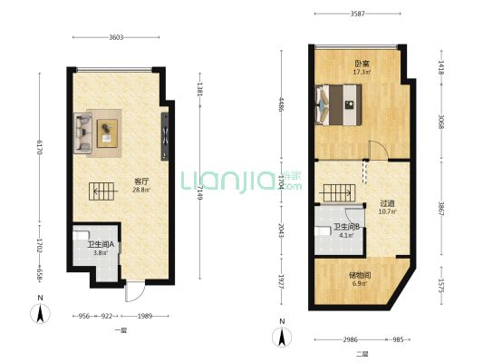 海南国际创意港二期 1室1厅2卫 52平方
