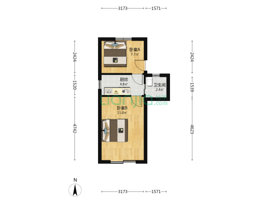 黄山路230弄 2室0厅1卫 40平方