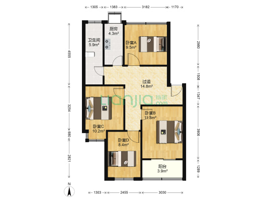 金属材料工程家属院 4室0厅1卫 80平方