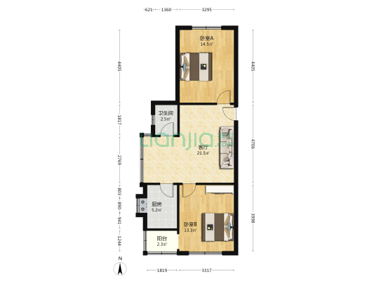 旭日中大道143号 2室1厅1卫 74平方