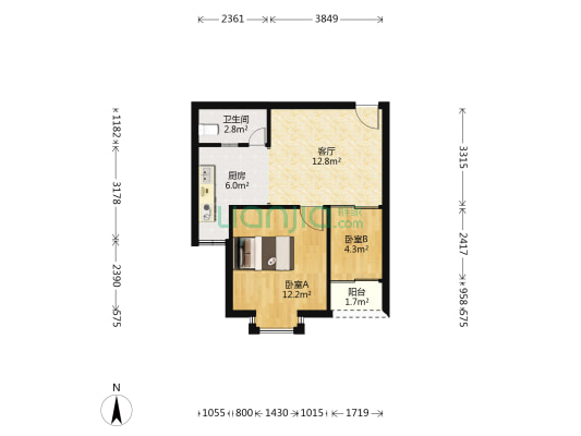 鑫龙大厦 2室1厅1卫 52平方