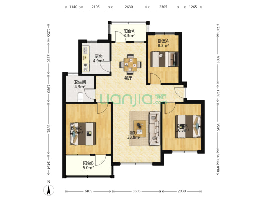 美都新村 3室1厅1卫 94平方
