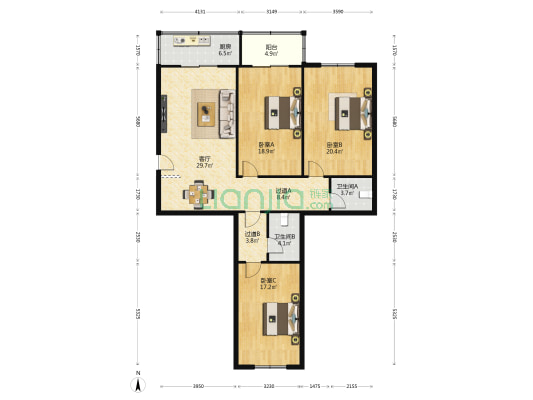 西五路81号 3室1厅2卫 138平方