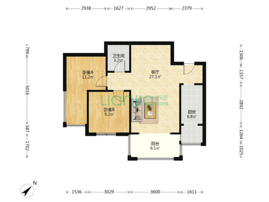 银城花树间 2室1厅1卫 77平方
