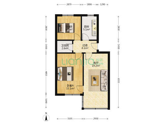 华中西路北三巷 2室1厅1卫 66平方