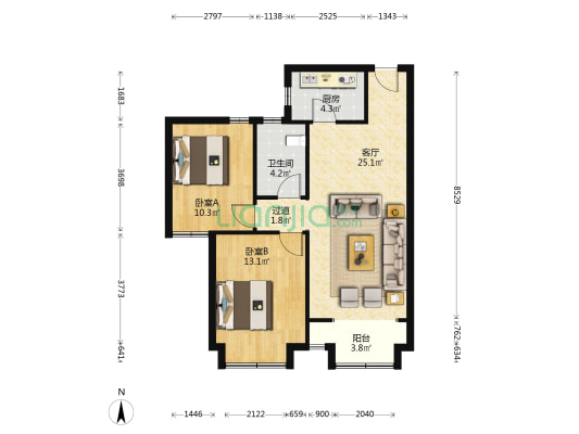 南益名悦华庭 2室1厅1卫 84平方
