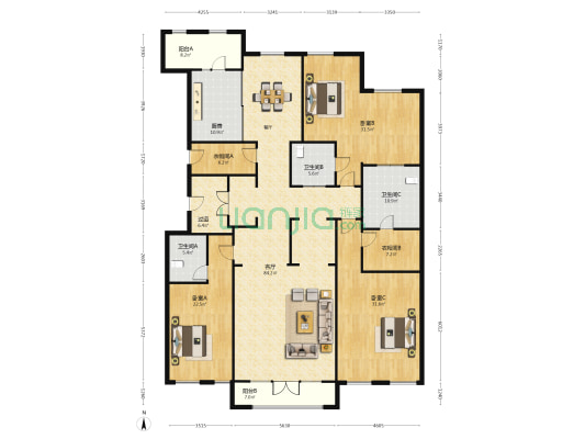 御園 3室1厅3卫 287平方