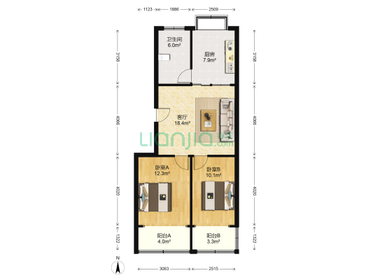 老车站路110号 2室1厅1卫 78平方