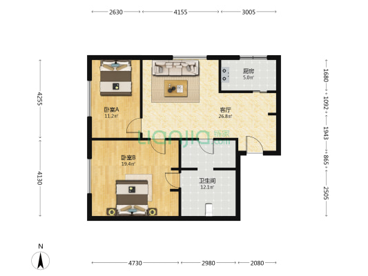 大家武林府 2室1厅1卫 116平方