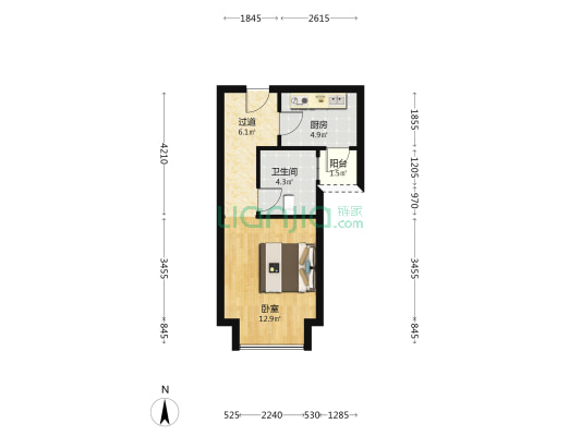 恒大逸合城二期 1室0厅1卫 42平方