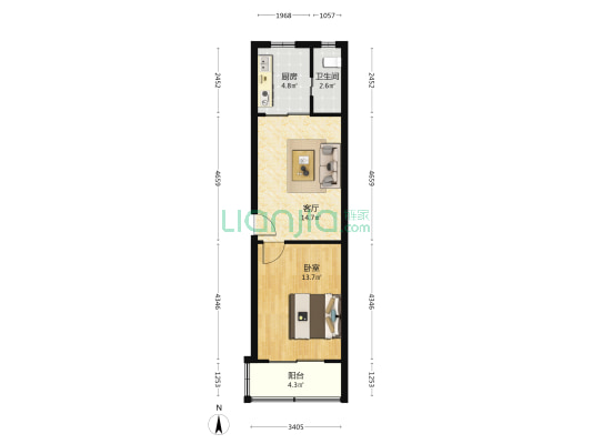 江城路243号 1室1厅1卫 48平方
