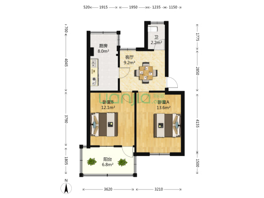 佳肴弄 2室1厅1卫 62平方