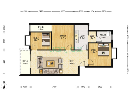 同湾春晓 2室1厅1卫 96平方