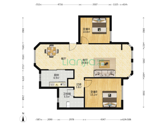 贝肯山金栗园 2室1厅1卫 112平方