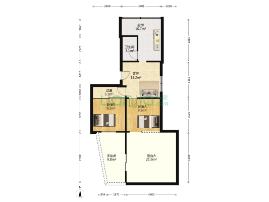 西城角巷7号 2室1厅1卫 53平方