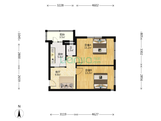 松辽委家属楼 2室1厅1卫 63平方