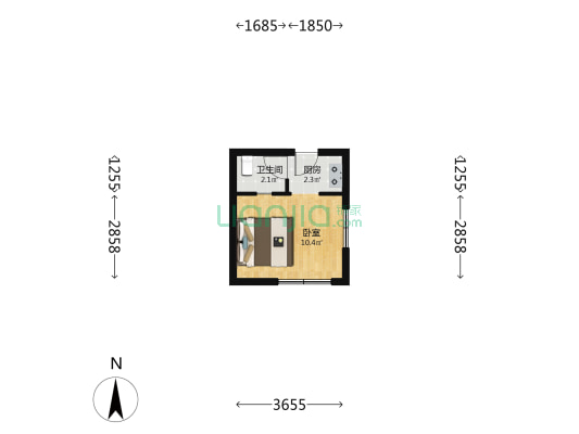 安海大厦 1室0厅1卫 22平方