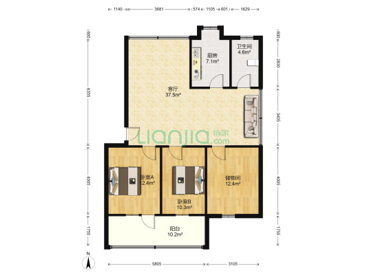 城管局家属院 2室1厅1卫 115平方