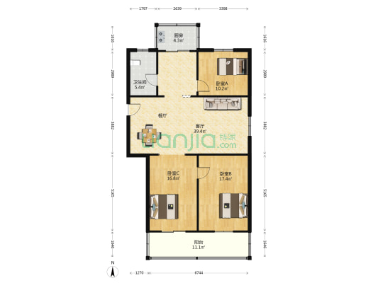 黄山新村 3室1厅1卫 125平方