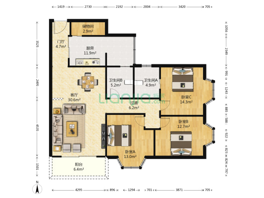 丹阳名居 3室1厅2卫 137平方