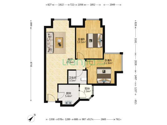 金沙鹭岛四期 2室1厅1卫 77平方