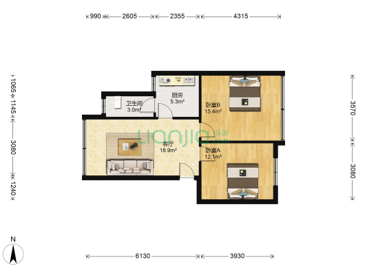 浣纱巷55号 2室1厅1卫 65平方
