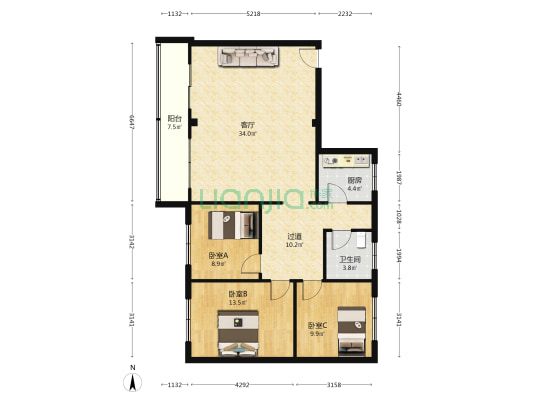 百货公司家属院 3室1厅1卫 120平方