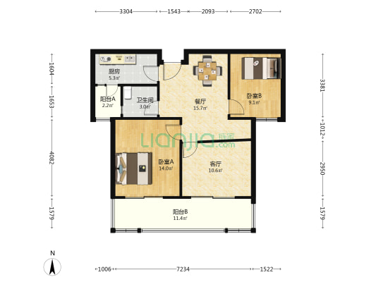 建发善水湾花园三期 2室2厅1卫 88平方