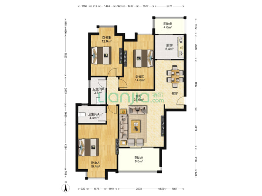 曲江中和府 3室1厅2卫 143平方