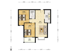 涿州开发区 名流美域 朝南两居室 房本满二 诚意出售-涿州名流美域户型图