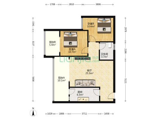 南桥春天 2室1厅1卫 83平方