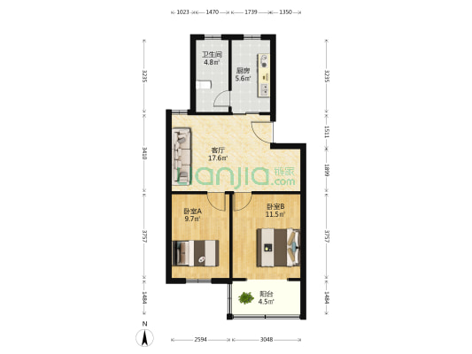 民康园(贾汪区) 2室1厅1卫 69平方