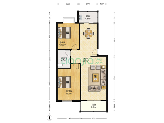 沣河小区 2室1厅1卫 101平方