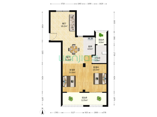 御上江南 2室2厅1卫 86平方