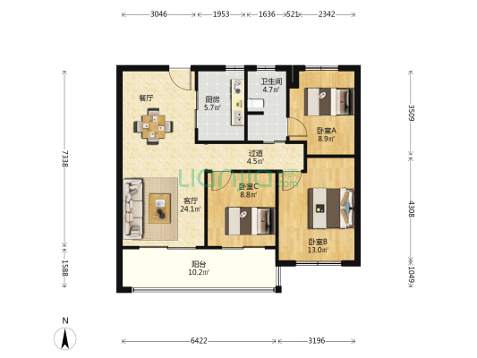 青藤花园 3室1厅1卫 99平方