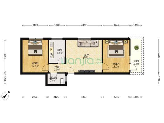 新南路90号 2室1厅1卫 68平方