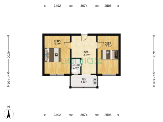 冠云东里 2室1厅1卫 56平方