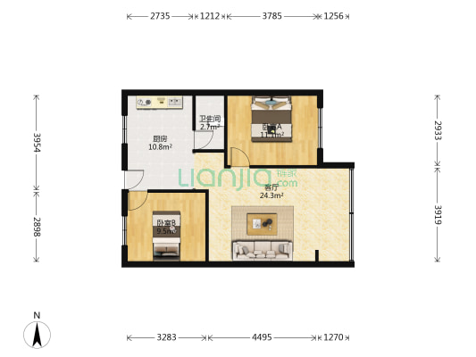 红锦公寓 2室1厅1卫 81平方