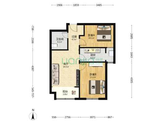 盛世美居 2室1厅1卫 79平方