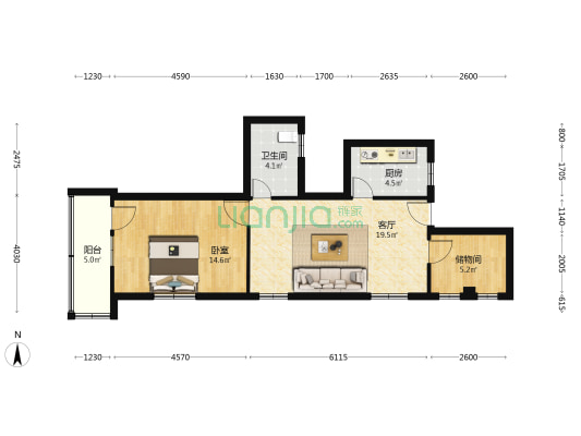 工商银行家属楼 1室1厅1卫 63平方