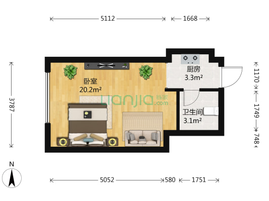 银座SOHO 1室0厅1卫 42平方