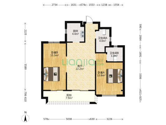 融信创世纪 2室1厅2卫 93平方