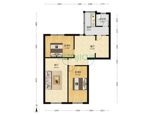 上南街35号 2室2厅1卫 70平方
