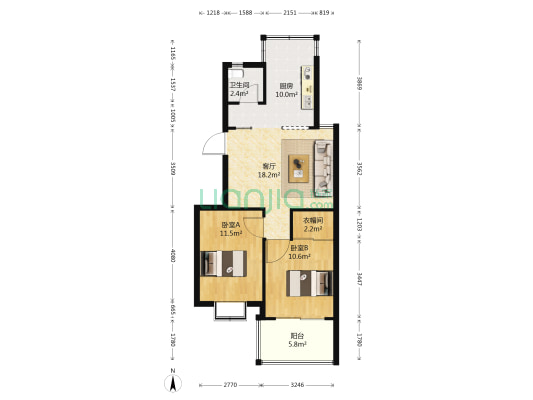 城中筱苑 2室1厅1卫 78平方