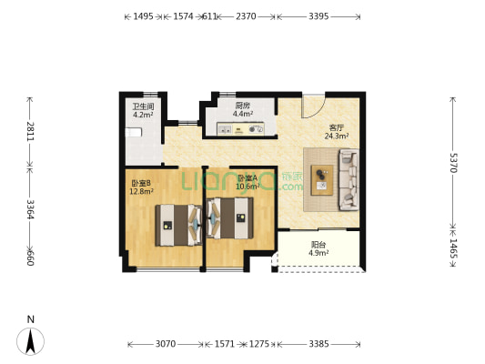 双绣锦园 2室1厅1卫 80平方