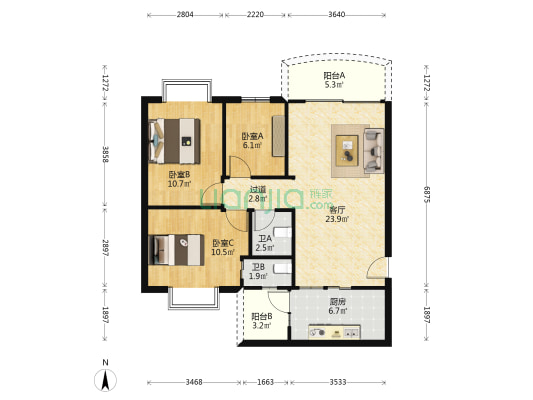 大沥丽景花园 3室1厅2卫 86平方