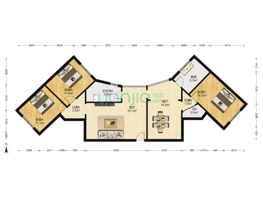 武侯祠横街13号 3室2厅2卫 113平方