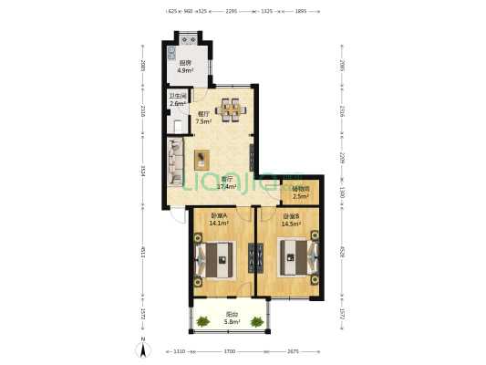 江西省烟草公司宿舍（文教路435号） 2室2厅1卫 77平方