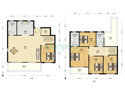东湖尚城 5室1厅3卫 216平方
