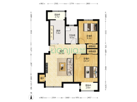 爱国东里 2室1厅1卫 98平方